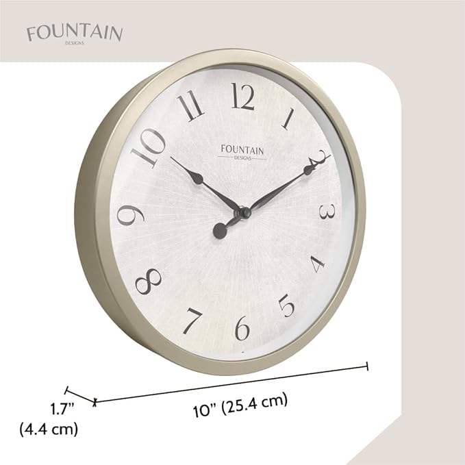 Modern Farmhouse Clock, Non Ticking Silent Clock, Modern and Vintage (Morning Silver, 10 inch)