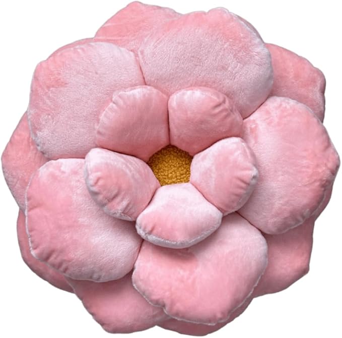 Green Philosophy Co. Camellia Plush Flower Pillow - Millenial Pink