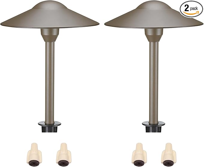 Lumina Lighting® 4W Landscape Lighting 12V Landscape Lights Low Voltage Landscape Path Lights Warm White Waterproof Outdoor Replaceable G4 LED Bulb for Garden Pathway Lawn Yard (Bronze) (2-Pack)