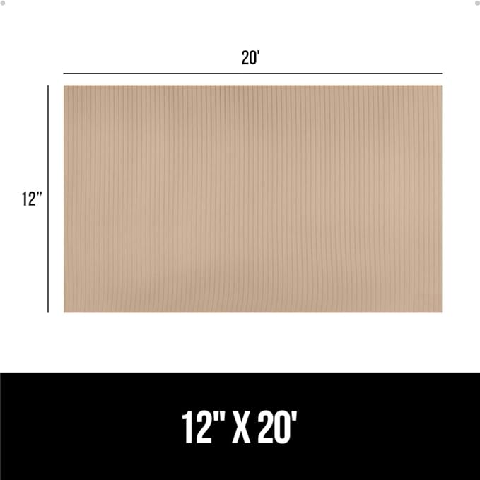 GORILLA GRIP DuraGuard Shelf Liner, Non-Adhesive Cabinet Liners for Kitchen Drawers, Shelves, Refrigerator, Pantry Storage, Bathroom Closet, Durable Waterproof BPA Free Ribbed Plastic, 12x20 Beige