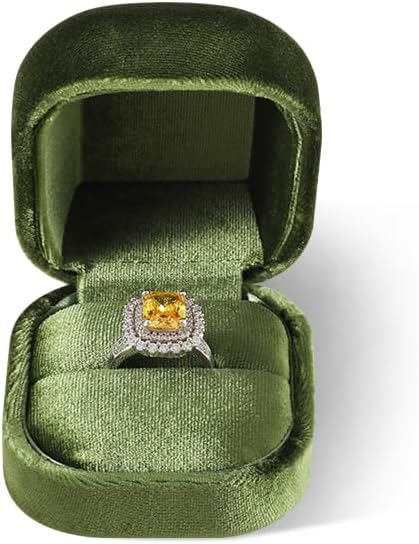 Resilient Velvet Ring Earrings Bracelet Necklace Display Box, Travel Mini Jewelry Organizer Case (Green, Ring Box)