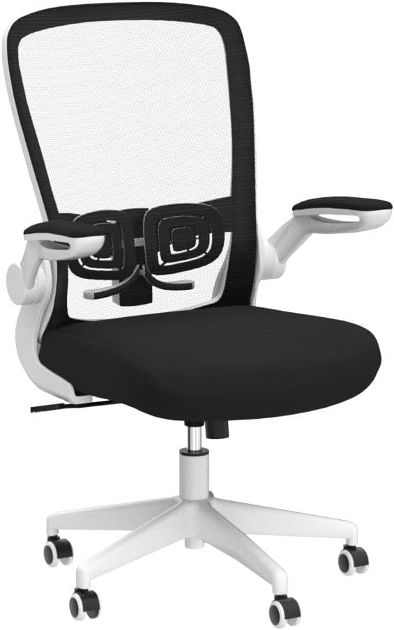 FelixKing Office Chair, Ergonomic Desk Chair with Adjustable Height and Lumbar Support Swivel Game Chair Desk Computer Chair with Flip up Armrests for Conference Room (White)