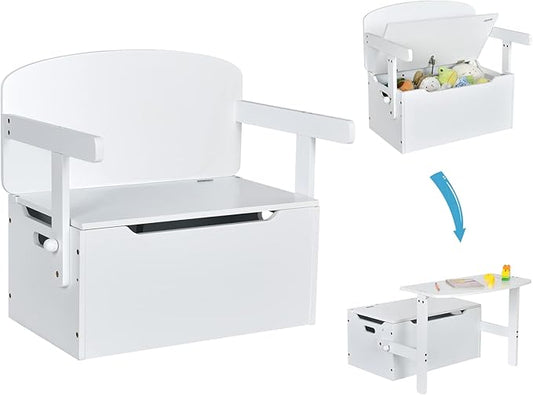 Costzon Kids Table and Chair Set, Convertible Toy Storage Bench with Built-in Handle for Kindergarten, Preschool, Kids Room, Playroom, Wood Reading Nook for Toddler Boys Girls Ages 3 to 7