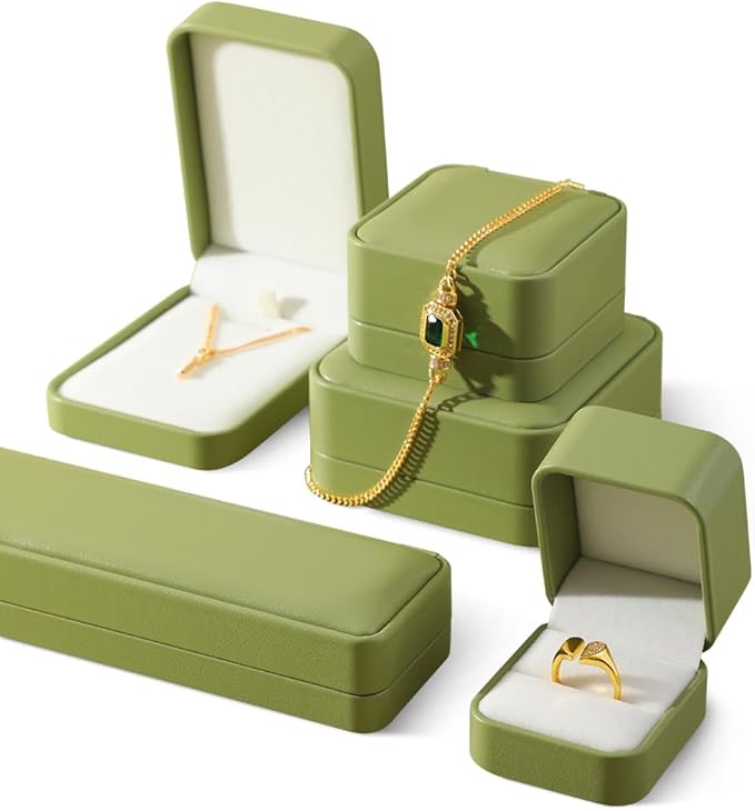 Engagement Ring Box, Leather Single Ring Box,Premium Wedding Ring Boxes For Ceremony,Luxury Proposal Ring Box,Green Ring Organizer For Jewelry