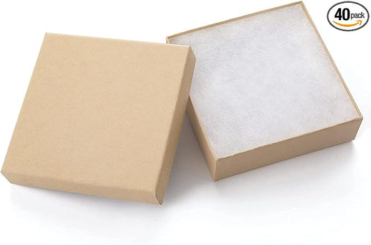 GEFTOL Jewelry Gift Boxes 40 Pack 3.5x3.5x1 Inch Cardboard Jewelry Boxes,Small Gift Boxes for Jewelry Earrings Necklaces Handmade Bangles Bracelets(Brown)