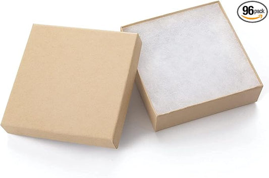 GEFTOL Jewelry Gift Boxes 96 Pack 3.5x3.5x1 Inch Cardboard Jewelry Boxes,Small Gift Boxes for Jewelry Earrings Necklaces Handmade Bangles Bracelets(Brown)