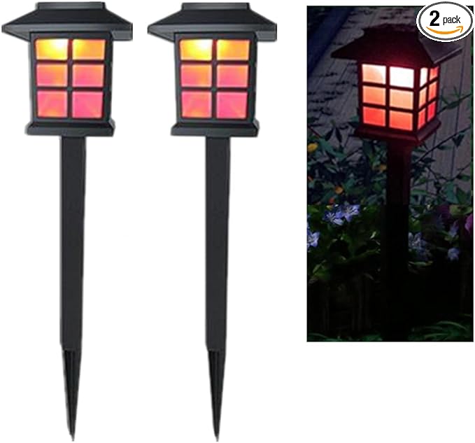 Outdoor Solar Pathway Lights Waterproof 2-Packs Outside LED Decorative Lights Landscape Lighting for Yard Patio Driveway Garden (Red)