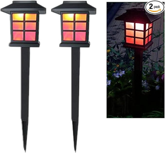 Outdoor Solar Pathway Lights Waterproof 2-Packs Outside LED Decorative Lights Landscape Lighting for Yard Patio Driveway Garden (Red)