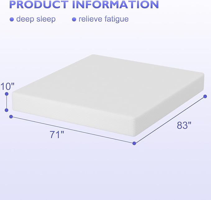 PayLessHere 10 Inch Gel Memory Foam Mattress Medium Firm Mattresses CertiPUR-US Certified Bed-in-a-Box Pressure Relieving California King Size,Fiberglass Free，White