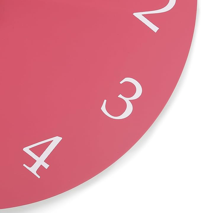 Lafocuse 12 Inch Silent Pink Wall Clock Battery Operated for Living Room Decor, Simple Minimalist Wooden Kids Pink Clock for Girls Bedroom Office