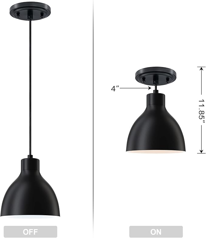 3 Pack 1 Light Industrial Hanging Indoor Mini Pendant Ceiling Light Fixtures Black Finish for Bar Dining Room Corridor Living Room Kitchen Island
