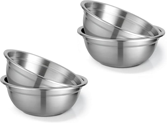 304 Stainless Steel Mixing Bowl, 4pcs 23 Oz Stainless Steel Bowls, 6.3" Non-Slip Bottom Metal Bowl, Stainless Steel Mixing Bowls for Kitchen