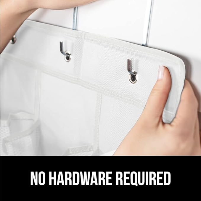 GORILLA GRIP Over the Door Shoe Organizer, 2 Pack, 24 Breathable Mesh Pockets, Space Saving Hanging Storage Holder, Closet Rack Hanger Holds Up to 40 lbs, Hangs on Closets, Shoes, Accessories, White