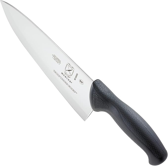 Mercer Culinary M18000 Millennia Black Handle, 8-Inch Wide Hollow Ground, Chef's Knife