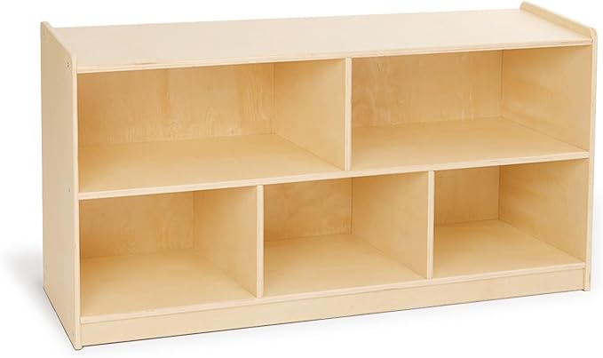 Monläurd® 100% Birch Cabinet, 5-Section Montessori Wooden Bookshelf & Storage Organizer, Toy Storage Cabinet for Kids, Daycare Furniture, Toddler Book Shelf for Playroom, Classroom and Nursery