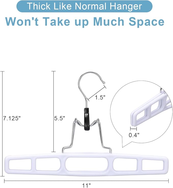 AMKUFO 20 Pack Pants-Hangers Skirt-Hangers, Plastic Pant-Hangers-for-Women Men, Pants-Hangers-Space-Saving, Clamp Hangers-for-Pants Jeans Shorts Tie Belt
