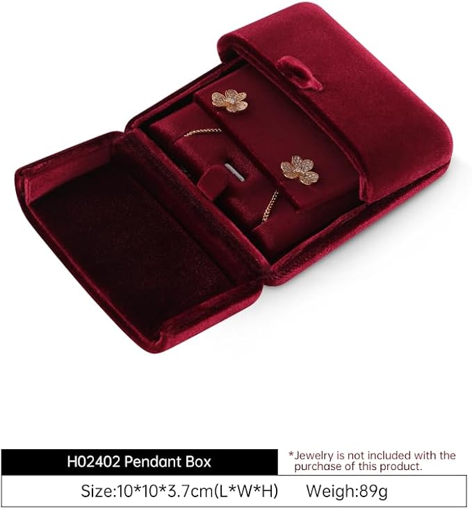 Necklace Jewelry Box，Velvet Earring Gift boxes Display，Valentine Necklaces Holder for Women，Men Earrings Storage Cases (Red)