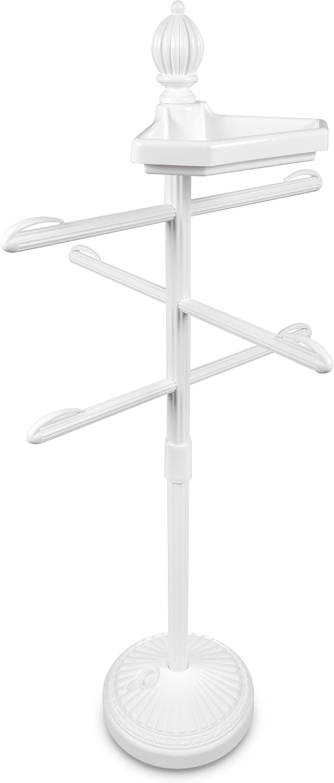 O2COOL Pool & Spa Valet, Adjustable Pool & Patio Towel Holder with Weighted Base, Outdoor Towel Bar, Poolside Table, White