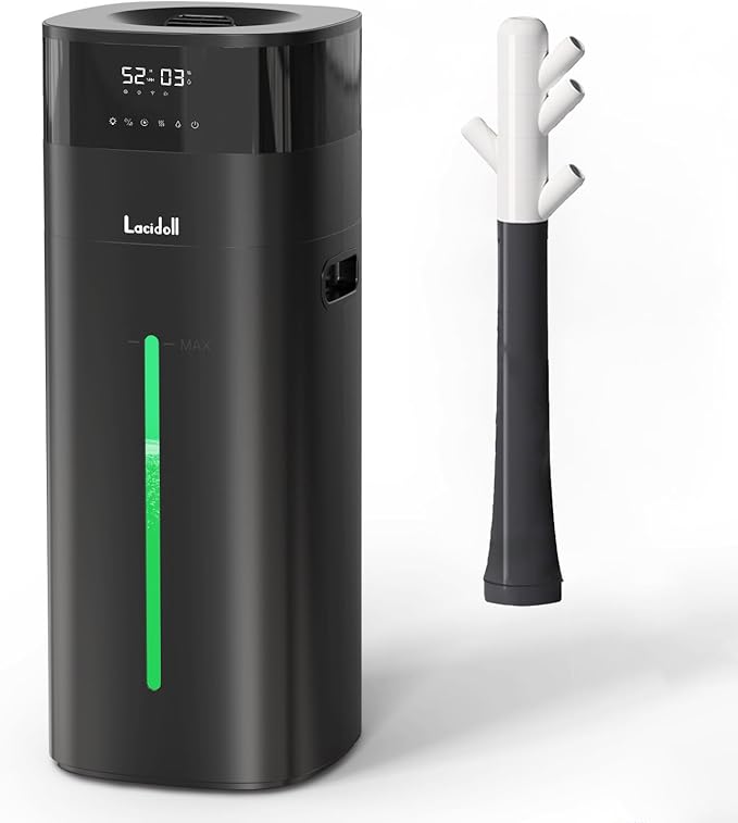 Humidifier Large Room 5.3Gal/20L Cool and Warm Mist Humidifiers for Home 2000 sq ft, Whole House Humidifiers with Diffuser Extended Tube, Air Humidifier for Bedroom Nursery Baby Plants, Black