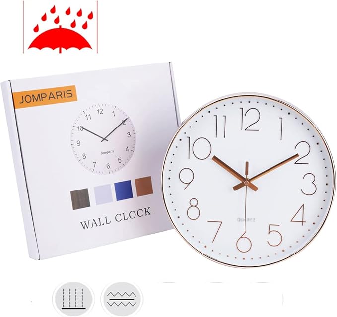 jomparis 12 Inch Silent Non-Ticking Battery Operated Quality Quartz Round Wall Clock Modern Decor Clock for Home Office Bedroom Bathroom(Cerulean Color)