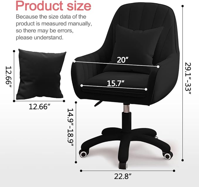 Home Office Chair Computer Chair with Mid-Back Upholstered Modern Tufted Computer Task Chair Swivel Height Adjustable Velvet Accent Chair Suitable for Bedroom, Study