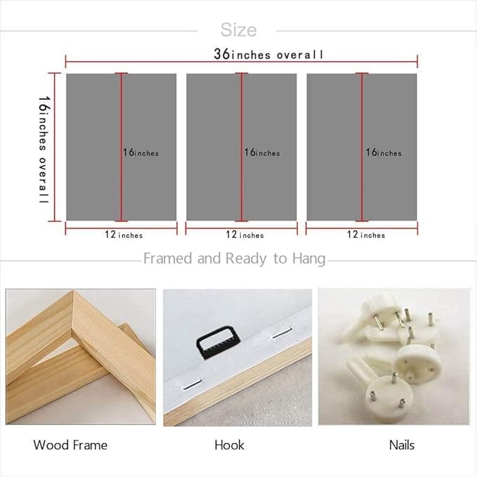 Arjun Forest Wall Art Misty Tree Indigo Blue Landscape Canvas Painting Mountain Pine Tree Nature Birds Pictures Scenery Framed for Living Room Bedroom Bathroom Home Office Wall Decor, 12"x16"x3 Panels