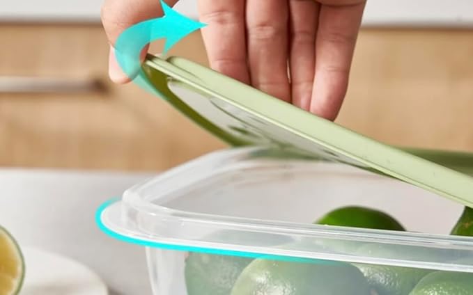 Plastic Food Storage Container Set, 4 Containers with Lids, Assorted Colors (RECTANGULAR MERRY)