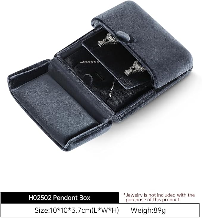 Necklace Jewelry Box，Velvet Earring Gift boxes Display，Valentine Necklaces Holder for Women，Men Earrings Storage Cases (Grey)