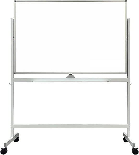 BIBOC Large White Board 32x48 Inches - Mobile Rolling White Board on Wheels, Double-Sided Height Adjustable Dry Erase Whiteboard Wheel with Stand for Office, School, Home-BNK3248WH