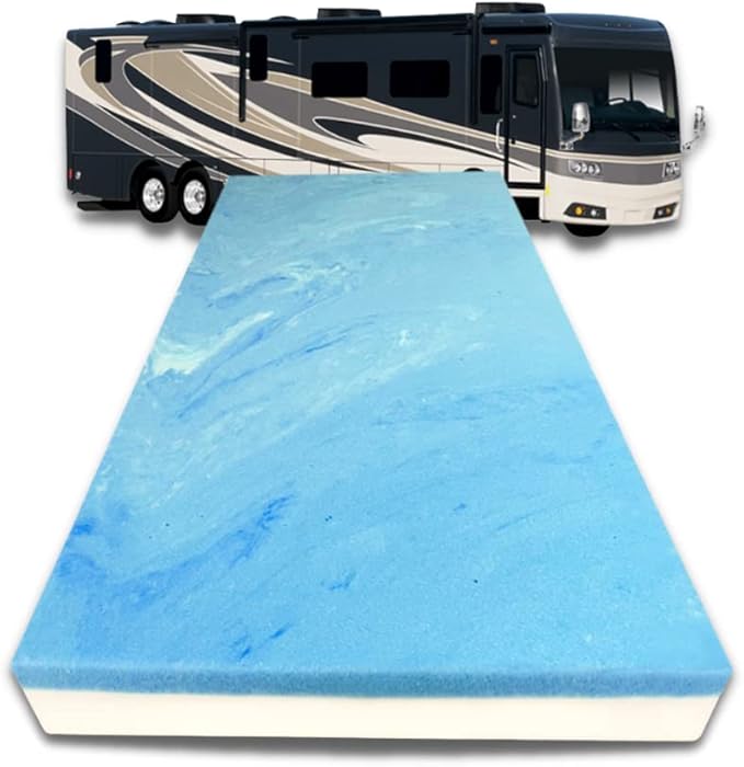 FoamRush 3-Inch Bunk (34" x 75") Gel Memory Foam RV Mattress Replacement, Medium Firm, Comfort, Pressure Relief Support, Made in USA, Travel Camper Trailer Truck, Cover Not Included