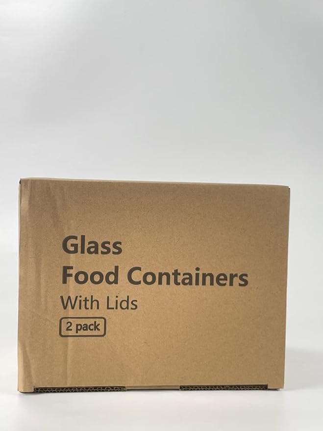 Luvan 60oz Large Glass Food Storage Containers with Lids,Glass Meal Prep Containers/Bento Boxes/Lunch Containers,BPA Free & Leak-Proof for Microwave,Oven,Freezer and Dishwasher Safe(2Pcs)