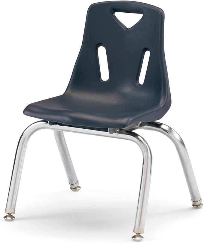Jonti-Craft Berries 8142JC1112 Stacking Chair with Chrome-Plated Legs, 12" Height, Navy