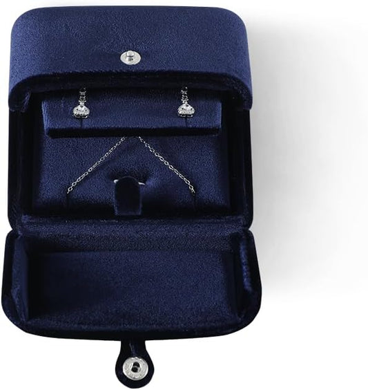 Necklace Jewelry Box，Velvet Earring Gift boxes Display，Valentine Necklaces Holder for Women，Men Earrings Storage Cases (Blue)