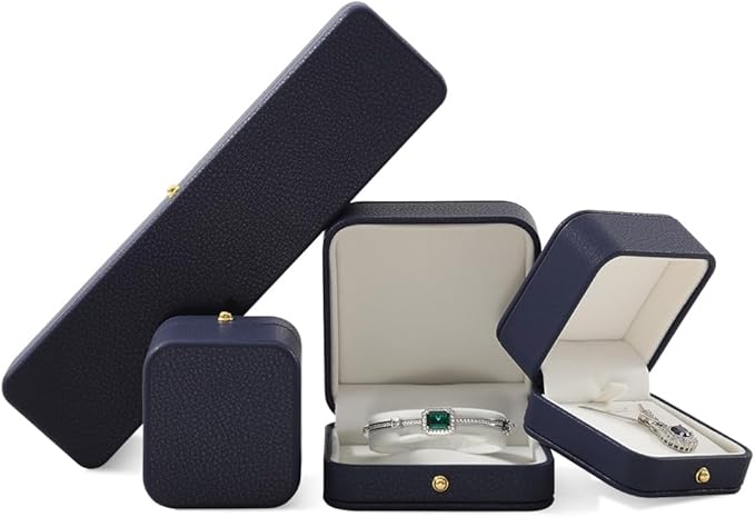 Necklace Box, Leather Gift Box,Premium Jewelry Boxes,Luxury Necklace Boxes For Jewelry Gift,Pendant (Dark Blue)