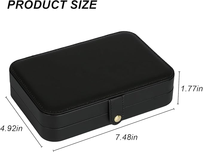 Small Jewelry Box, Travel Jewelry Case Portable Jewelry Boxes for Women, 2-Layer Mini Jewelry Travel Organizer, Gift for Women Girls,Black D