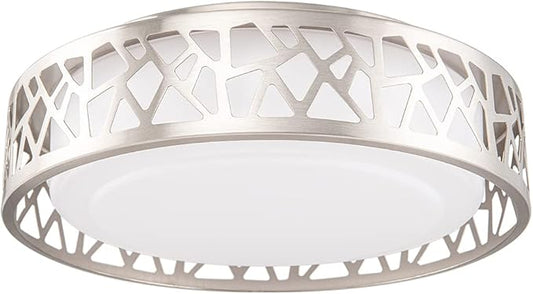 Flush Mount Light Fixtures, 12 Inch Dimmable LED Kitchen Ceiling Lights, 15W 1100 Lumens 3000K Warm White, ETL Listed,Brush Nickel Finished,Metal Body and Acrylic Shade