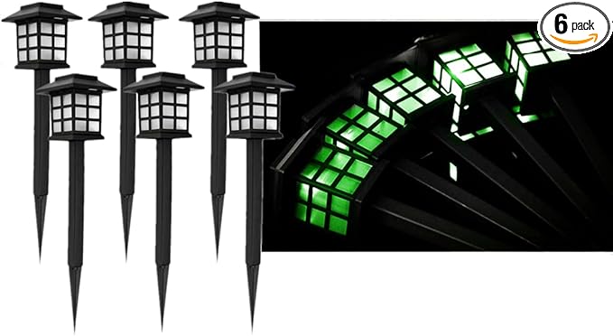 Solar Outdoor Garden Lawn Landscape Lights 6 Pack Waterproof, Outside LED Decorative Lights Landscape Lighting for Yard Patio Driveway Garden (Green)