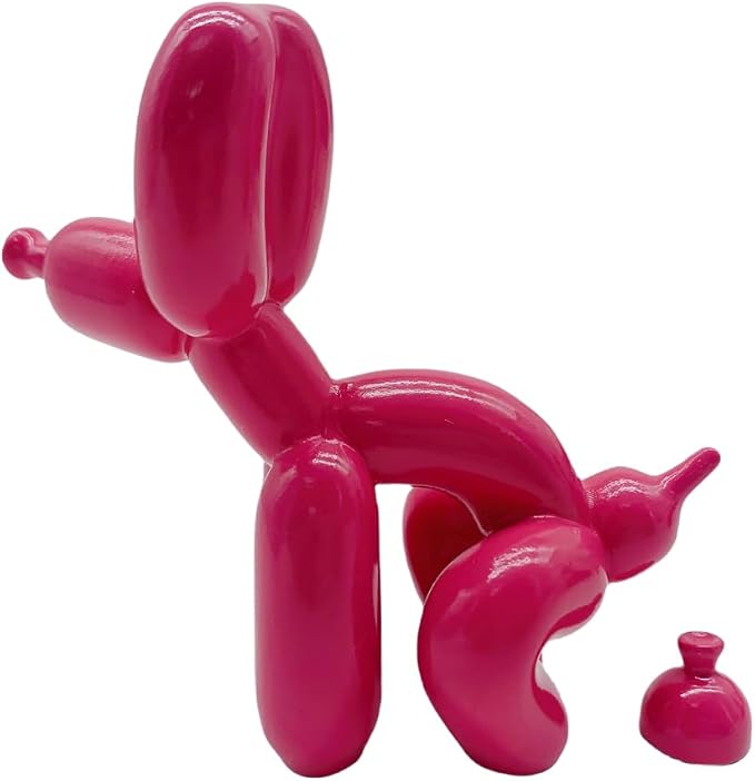 Balloon Dog Mini Poop Dog Decoration Desktop in Living Room Art Animal Small Statue,Bookshelf Decor (Pink)