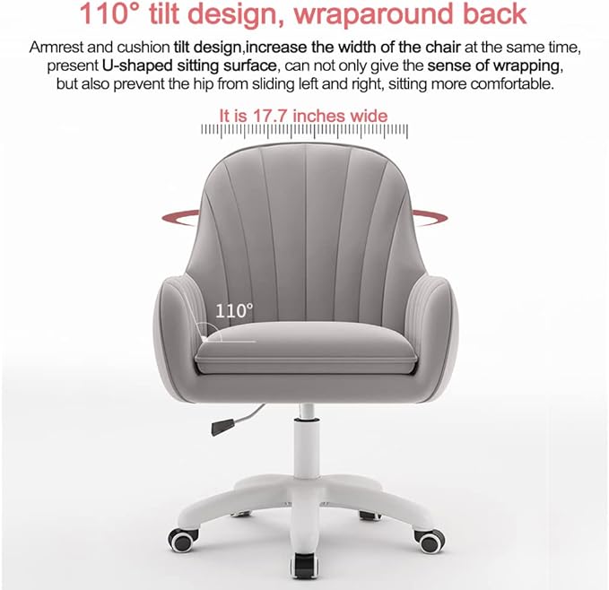 Home Office Chair Computer Chair with Mid-Back Upholstered Modern Tufted Computer Task Chair Swivel Height Adjustable Velvet Accent Chair