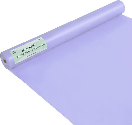 Craft And Party Lavender Plastic Table Cover Roll, 40Inch X 300Feet Disposable Plastic Tablecloth, Banquet Rectangle Tablecover Roll