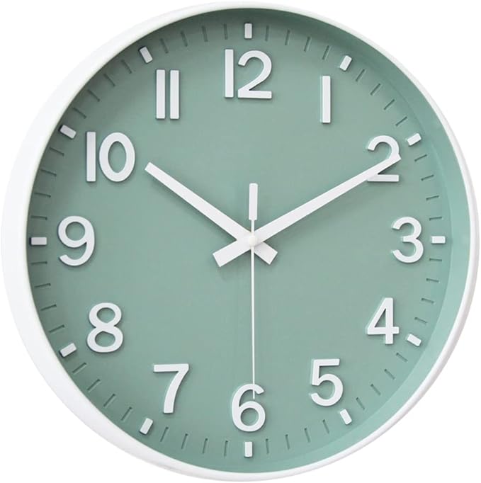 HZDHCLH Green Wall Clocks Battery Operated,12 inch Silent Non Ticking Modern Wall Clock for Living Room Bedroom Kitchen Office Classroom Decor