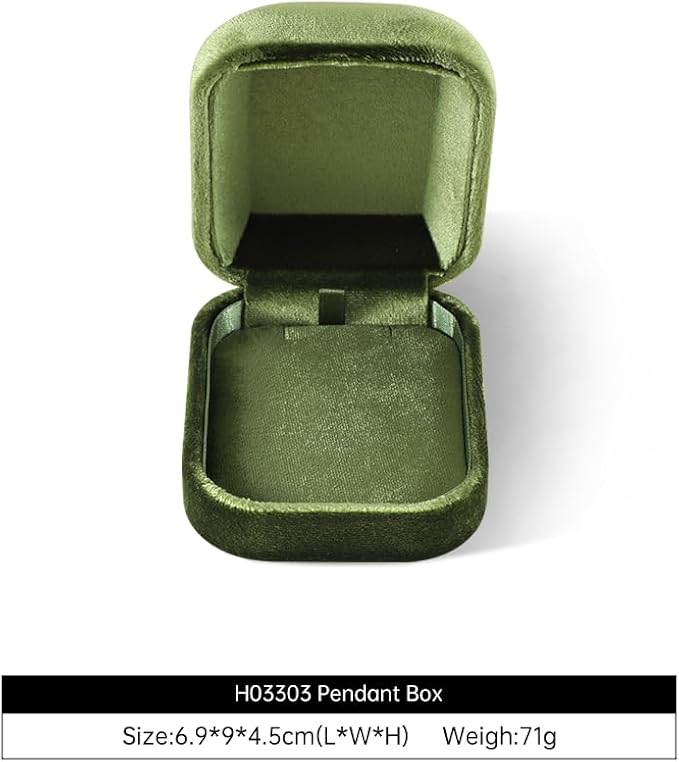 Resilient Velvet Ring Earrings Bracelet Necklace Display Box, Travel Mini Jewelry Organizer Case (Green, Necklace Box)