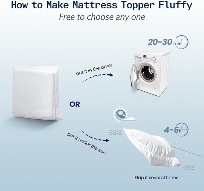 SOPAT Mattress Topper Twin Size Extra Thick Mattress Pad 8-21" Deep Pocket Soft Down Alternative Fill Mattress Protector Pillow Top Mattress Cover (39x75 Inches, White)