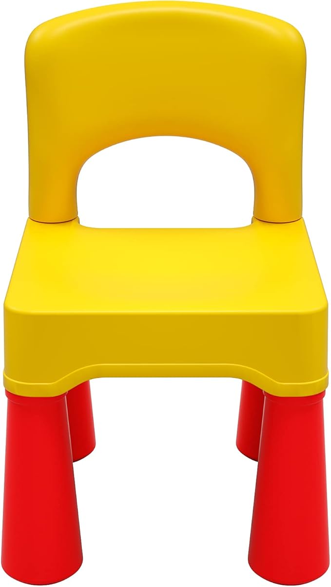 burgkidz Plastic Toddler Chair, Durable and Lightweight, 9.3" Height Seat, Indoor or Outdoor Use for Boys Girls for 18+ Months (Yellow)