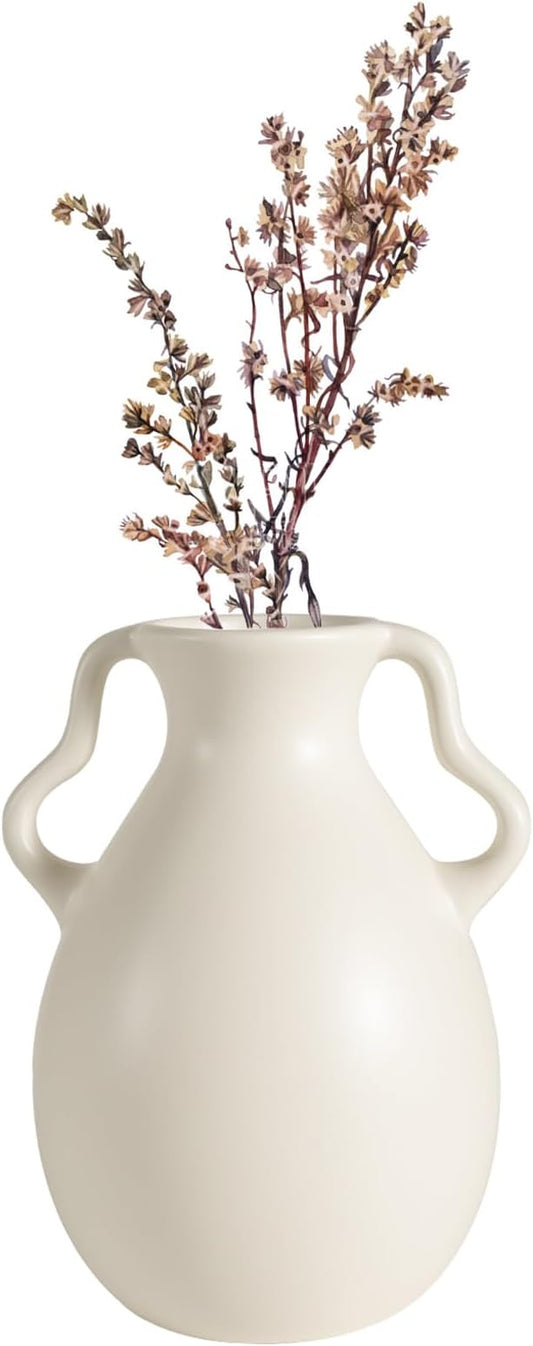 White Ceramic Vase, Suitable for Home, Living Room, Dining Table, Farmhouse, Office Decor, Bedroom, Table and Kitchen Shelf (White)
