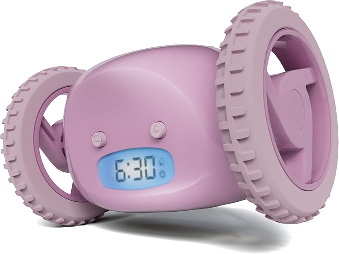 CLOCKY Extra Loud Alarm Clock for Heavy Sleepers on Wheels Rolls Runs Away Vibrating, Easy To Set Super Smart Snooze Digital Bed Shaker Alarm Clock Funny Gift for Adults Kids Teens Bedrooms (Lavender)