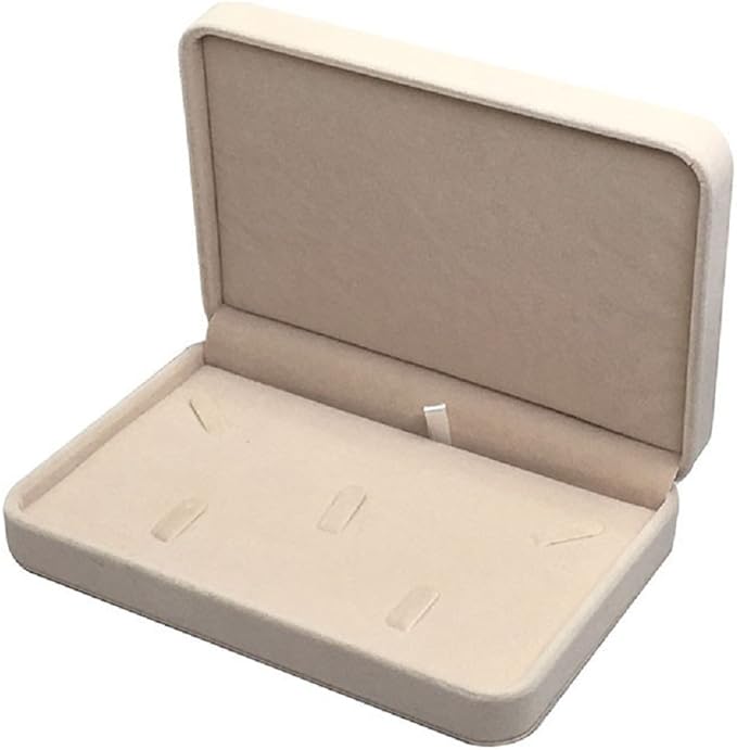 Wedding Jewelry Sets Velvet Box Necklace Earring Ring Display Case Storage Holder (Beige)