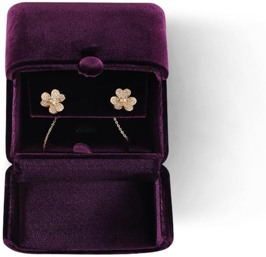 Necklace Jewelry Box，Velvet Earring Gift boxes Display，Valentine Necklaces Holder for Women，Men Earrings Storage Cases (Purple)