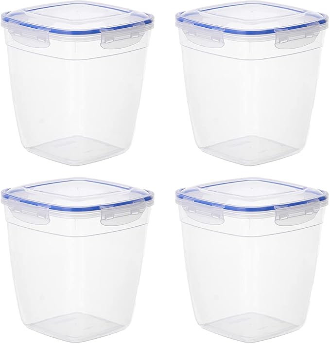 Superio Plastic Food Storage Containers with airtight Lid for Pantry, Fridge- BPA Free, Leakproof Sealed Container- Microwave, Dishwasher and Freezer Safe, Clear (14 Cup- 4 Pack)