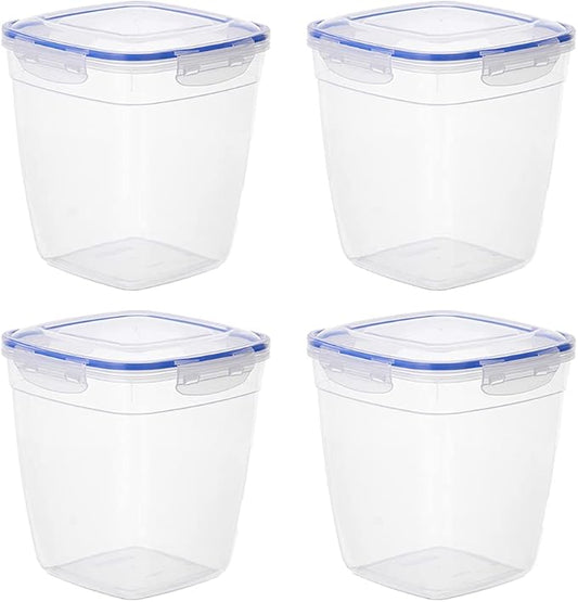 Superio Plastic Food Storage Containers with airtight Lid for Pantry, Fridge- BPA Free, Leakproof Sealed Container- Microwave, Dishwasher and Freezer Safe, Clear (14 Cup- 4 Pack)